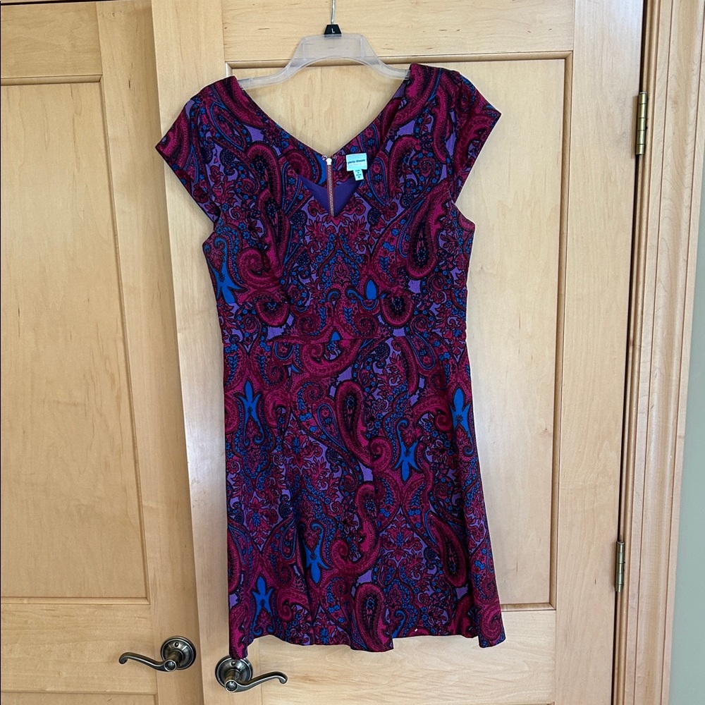Vibrant Paisley Mini Dress in Burgundy and Navy
